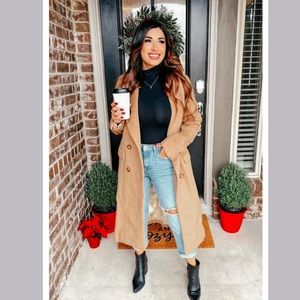 NWT EMERY DOUBLE BREASTED BOYFRIEND COAT - CAMEL